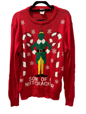 Elf Movie Buddy the Elf Body Ugly Christmas Sweater Red Son Of A Nutcracker M